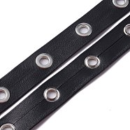 Imitation Leather Cords, with Brass Eyelets, Garment Accessories, Black, 20x2mm(LC-WH0007-03)