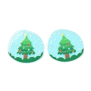 Christmas Theme 3D Printed Resin Pendants, DIY Earring Accessories, Flat Round with Pattern, Christmas Tree Pattern, 37x39.5x2mm, Hole: 1.6mm(RESI-I036-03D)