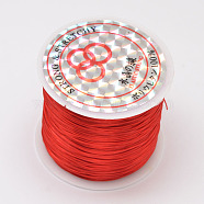 Flat Elastic Crystal String, Elastic Beading Thread, for Stretch Bracelet Making, Dyed, Red, 0.8mm, about 65.61 yards(60m)/roll(EW001-1)