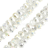 Electroplate Transparent Glass Beads Strands, AB Color Plated, Faceted, Teardrop, Top Drilled, Champagne Yellow, 14x9.5mm, Hole: 1.2mm, about 100Pcs/strand, 16.54 inch(42cm)(EGLA-N002-45)