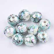 Drawbench Acrylic Beads, Round, Turquoise, 9.5~10x9mm, Hole: 2mm, about 910pcs/500g(DACR-T001-04)