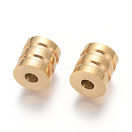 304 Stainless Steel Groove Beads, Column, Golden, 10.5x10mm, Hole: 3mm(STAS-I126-05G)