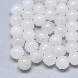 Natural White Jade Beads, Half Drilled, Round, 8mm, Half Hole: 1.2mm(G-T122-25A-10)