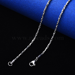 Non-Tarnish 304 Stainless Steel Boston Link Chain Necklace, with Lobster Claw Clasp, Stainless Steel Color, 19.68 inch(50cm)x0.8mm(NJEW-S420-006A-P)