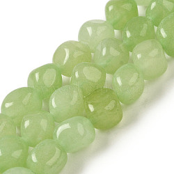 Natural White Jade Dyed Beads Strands, Nuggets, Tumbled Stone, Lime Green, 7~15x6~10x5.5~8mm, Hole: 1mm, about 47~49pcs/strand, 15.55~15.94 inch(39.5~40.5cm)(G-B078-D22-01)