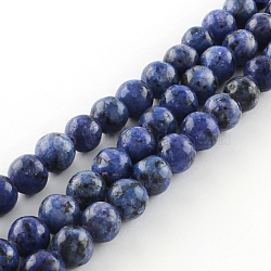 Dyed Natural Sesame Jasper Round Beads Strands, Royal Blue, 8mm, Hole: 1mm, about 48pcs/strand, 14.9 inch(G-R342-8mm-12)