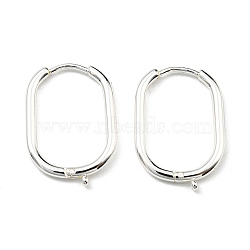 316 Surgical Stainless Steel Hoop Earrings Findings, with Vertical Loop, Oval, 925 Sterling Silver Plated, 18 Gauge, 25x17x2mm, Hole: 1mm, Pin: 1mm(STAS-N097-055S)