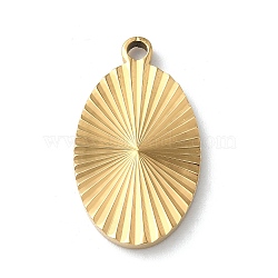 Ion Plating(IP) 304 Stainless Steel Pendants, Oval Charm, Golden, 22.5x13x1.9mm, Hole: 1.6mm(STAS-D025-05G-02)