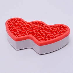 Multipurpose Silicone Storage Box, for Cosmetics Brush Holder, Pen Holder, Toothbrush Holder, Lipstick Holder, Double Heart, Red, 9x15.6x3.35cm, Box Size: 18.6x8.8x3.55cm(DJEW-WH0007-46C)