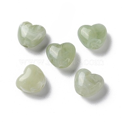 Opaque Acrylic Beads, Heart, Dark Sea Green, 9x10x5.5mm, Hole: 1.5mm(MACR-F079-04A)