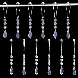 Iron Shower Bathroom Curtain Rings, with Transparent Acrylic Kite & Teardrop & Octagon Pendant, Clear, 167~172mm, 2 style, 6pcs/style, 12pcs/box(HJEW-AB00311)
