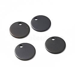 304 Stainless Steel Pendants, Blank Stamping Tag, Flat Round, Electrophoresis Black, 12x1mm, Hole: 1.5mm(EJEW-L238-01E-B)