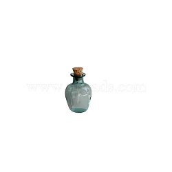 Miniature Glass Empty Wishing Bottles, with Cork Stopper, Micro Landscape Garden Dollhouse Accessories, Photography Props Decorations, Teal, 20x27mm(BOTT-PW0006-02G)