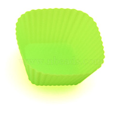 Reusable Food Grade Silicone Cupcake Mold Set, Square, Muffin Pan Baking Cups, Green Yellow, 70x32mm(BAKE-PW0001-035B)