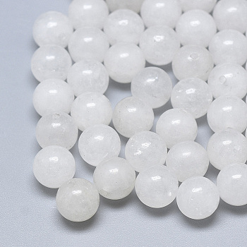 Natural White Jade Beads, Half Drilled, Round, 8mm, Half Hole: 1.2mm