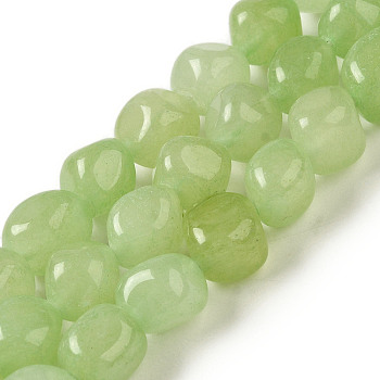 Natural White Jade Dyed Beads Strands, Nuggets, Tumbled Stone, Lime Green, 7~15x6~10x5.5~8mm, Hole: 1mm, about 47~49pcs/strand, 15.55~15.94 inch(39.5~40.5cm)