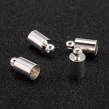 Brass Cord Ends, End Caps, Long-Lasting Plated, Column, 925 Sterling Silver Plated, 10x5mm, Hole: 1.8mm, Inner Diameter: 4mm