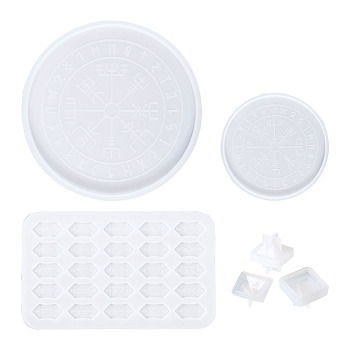 Rune Stones Divination Mat Silicone Molds, for Astrology Board, Dice Tray Mold, Mixed Shapes, White, 120x8.5mm, Inner Diameter: 111mm