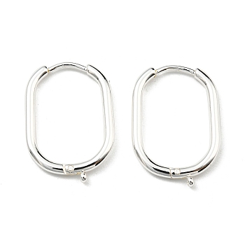 316 Surgical Stainless Steel Hoop Earrings Findings, with Vertical Loop, Oval, 925 Sterling Silver Plated, 18 Gauge, 25x17x2mm, Hole: 1mm, Pin: 1mm