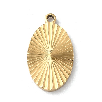 Ion Plating(IP) 304 Stainless Steel Pendants, Oval Charm, Golden, 22.5x13x1.9mm, Hole: 1.6mm