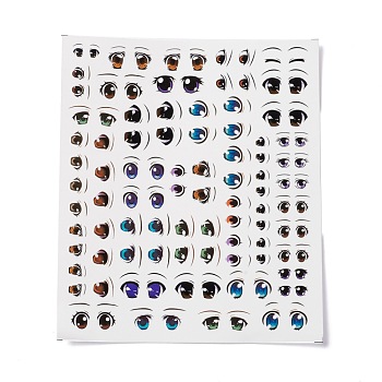 Water Transfer Eyes Stickers, for Large Clay Doll Model Face, Eye Pattern, 15x12.9x0.03cm