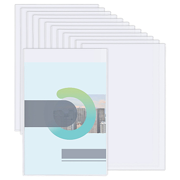 12Pcs Transparent Plastic Name Card Holders, Rectangle, Clear, 442x317x1.2mm, 12pcs