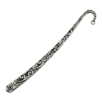 Tibetan Style Bookmarks, Lead Free & Cadmium Free, Antique Silver, 119X17X3mm, Hole: 3mm