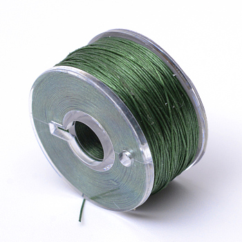 Special Coated Polyester Beading Threads for Seed Beads, Dark Olive Green, 0.1mm, about 50yards/roll