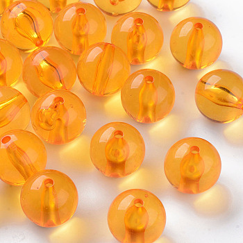 Transparent Acrylic Beads, Round, Orange, 20x19mm, Hole: 3mm, about 111pcs/500g