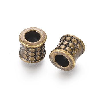 Large Hole Beads, Tibetan Silver European Beads, Column, Lead Free, Nickel Free and Cadmium Free, Antique Bronze Color, about 8.5mm long, 8mm wide, hole: 5mm