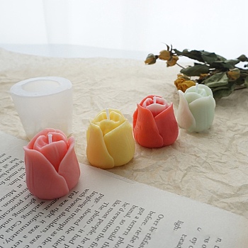 Tulip Flower Shaped Candle Molds, Food Grade Silicone Molds, for Homemade Beeswax Candle Soap Making, Clear, 49x43mm