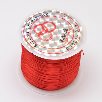 Flat Elastic Crystal String, Elastic Beading Thread, for Stretch Bracelet Making, Dyed, Red, 0.8mm, about 65.61 yards(60m)/roll