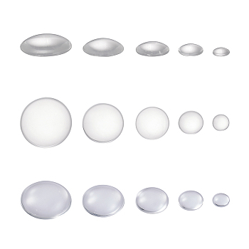 Transparent Glass Cabochons Sets, Half Round/Dome, Clear, 10~25x3.5~7mm, 50pcs/set