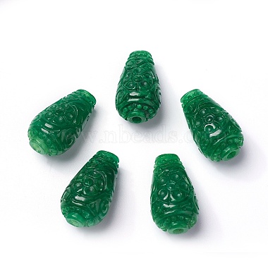 28mm Green Drop Other Jade Beads