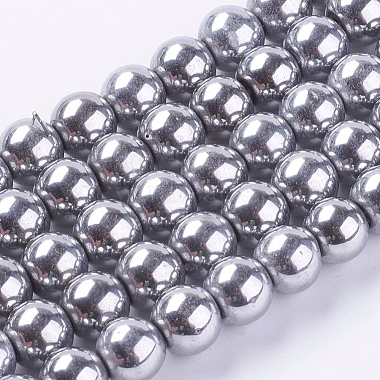 10mm Silver Round Magnetic Hematite Beads
