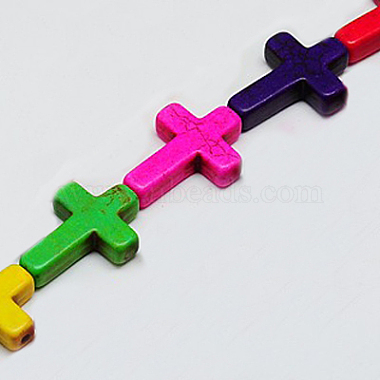 20mm Colorful Cross Synthetic Turquoise Beads