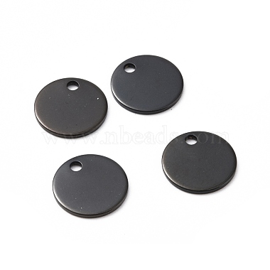 Electrophoresis Black Flat Round 304 Stainless Steel Pendants