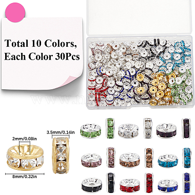 SOFPLATE 300pcs 10 Colors Brass Rhinestone Spacer Beads(RB-SP001-07A)-2