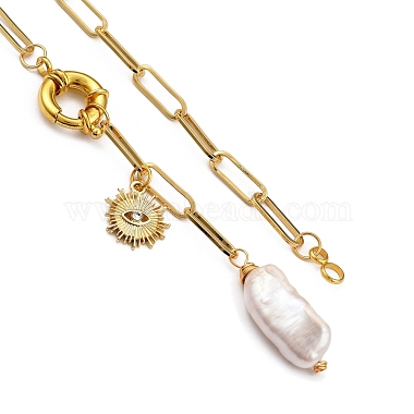 Natural Baroque Pearl Keshi Pearl Lariat Necklaces(NJEW-JN03042-01)-4