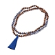 Natural Blue Spot Jasper & Wood Buddhist Necklace(NJEW-JN04306)-1
