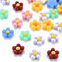 Opaque Resin Cabochons, Flower, Mixed Color, 7.5x7.5x3.5mm
