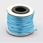 Round Nylon Satin Rattail Cord, for Bracelet Jewelry Making Chinese Knotting Macrame Craft, Deep Sky Blue, 2mm, about 10.93 yards(10m)/roll(X-NWIR-O001-A-10)