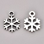 Tibetan Style Alloy Pendants, Cadmium Free & Nickel Free & Lead Free, Snowflake, for Christmas, Antique Silver, 15x12x1mm, Hole: 2mm(TIBEP-E012-AS-FF)