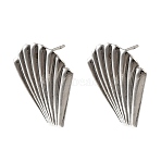 304 Stainless Steel Stud Earring Findings, Shell Shape, Stainless Steel Color, 25.5x20.5mm, Hole: 3mm, Pin: 0.8mm(STAS-B087-08A-G-1)