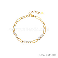 Gold Plated  Bracelet with Zircon, Stainless Steel Chain for Women(BN3818-2)