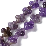Natural Amethyst Beads Strands, Flower, 13~14x13~14x5~5.5mm, Hole: 1.2mm, about 15pcs/strand, 7.95''(20.2cm)(G-M418-D01-01)