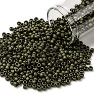 TOHO Round Seed Beads, Japanese Seed Beads, (617) Matte Color Dark Olive, 8/0, 3mm, Hole: 1mm, about 222pcs/10g(X-SEED-TR08-0617)