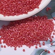 MIYUKI Delica Beads, Cylinder, Japanese Seed Beads, 11/0, (DB0856) Matte Transparent Red Orange AB, 1.3x1.6mm, Hole: 0.8mm, about 2000pcs/10g(X-SEED-J020-DB0856)
