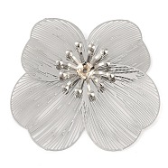 Brass Cobochons, Flower, Platinum, 36x38.5x4.5mm(KK-L219-10P)