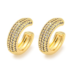 Brass Micro Pave Cubic Zirconia Cuff Earrings, for Women, Real 18K Gold Plated, 16x5mm(EJEW-C104-094G)